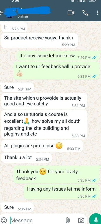 Customer WhatsApp review 3