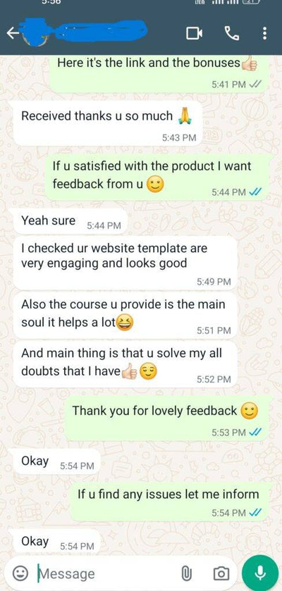 Customer WhatsApp review 4